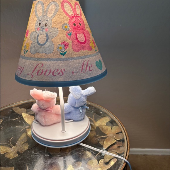 Dolly Inc. Vintage Somebunny Pink Blue Yellow Bunny Children’s Lamp Kids - Picture 6 of 6